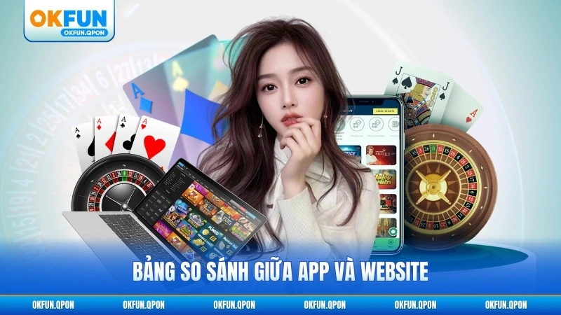 Bảng so sánh giữa app và website